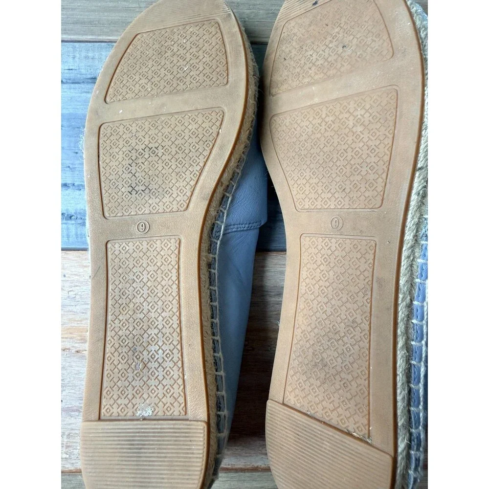 Tory Burch Ines Leather Cap Toe Jute Espadrille Flats Women Size 9